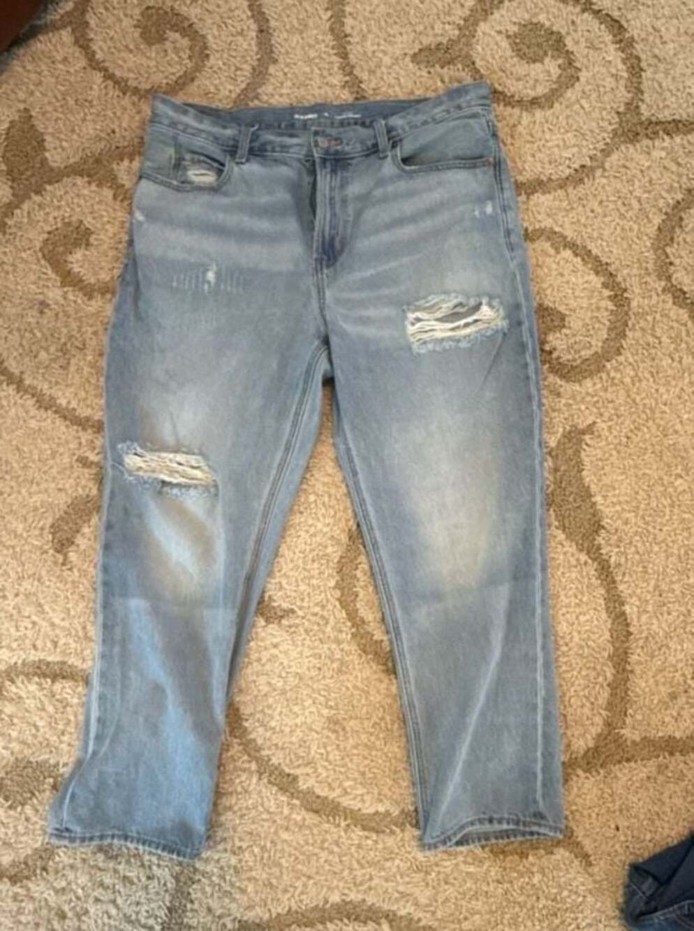 Old Navy High-Rise Slouchy Straight Distressed Light Wash Jeans Size 12